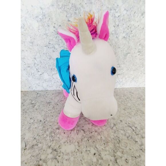 Build A Bear Plush Craze Rainbow White Unicorn Multi-Color Mane-Tail 14" - Picture 3 of 8